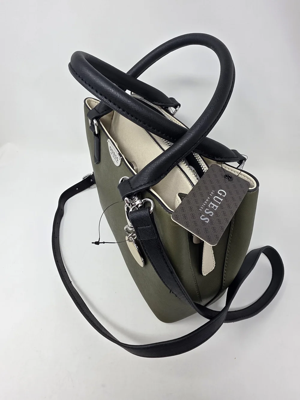 GUESS Olive Green and Black Bag Satchel Shoulder Crossbody Purse NWT